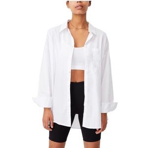 Cotton On Dad Buttondown Shirt color white oversized fit Medium